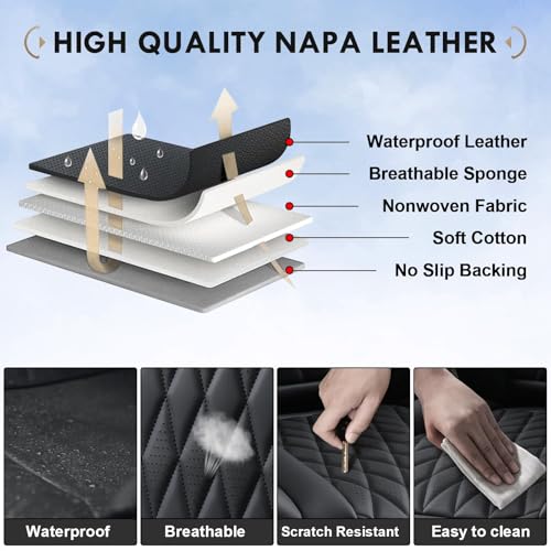 Image of Coverado Leather Rear Seat Covers Fit for Ford F150 F250 F350 F450, Waterproof Ford Truck Rear Seat Covers Fit for 2015-2026 F150 & 2017-2026 F250 F350 F450 (Black)