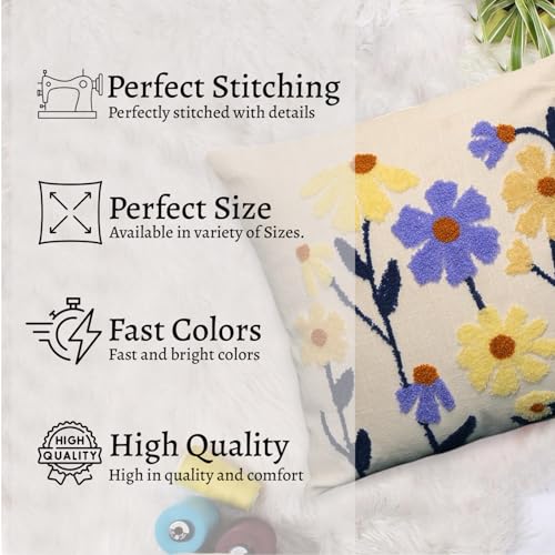 Image of 16X16 Inches Cotton Cushion Covers | Hand Crafted Embroidered Bohemian Cushion Cover for Bedroom | Decorative Boho Cushion Covers for Sofa and Living Room (Set of 1, 16 * 16)