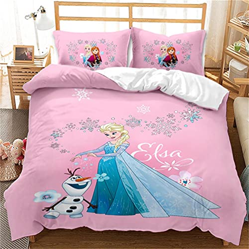 EA-SDN Parure De Lit Anna Et Princesse Aisha,Housse De Couette Reine des Neiges-gelée pour Enfants Et Filles,Parure De Lit 3 Pièces avec Taie D'oreiller135x200 (Gelé2,200x200cm+50x75cmX2)