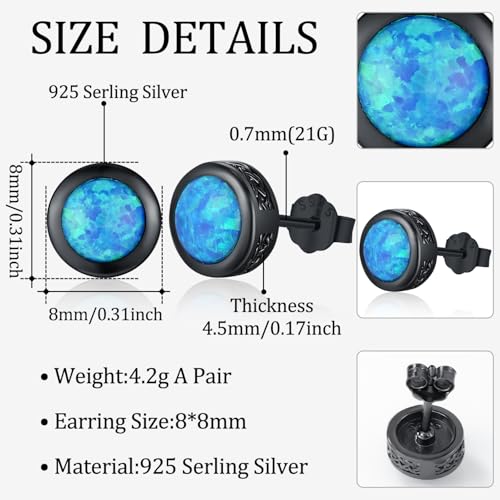 Odinstone Men Stud Earrings Sterling Silver Vikings Celtic Earrings Nordic Runes Jewelry Hypoallergenic Stylish Hip Hop Earring for Men Women2