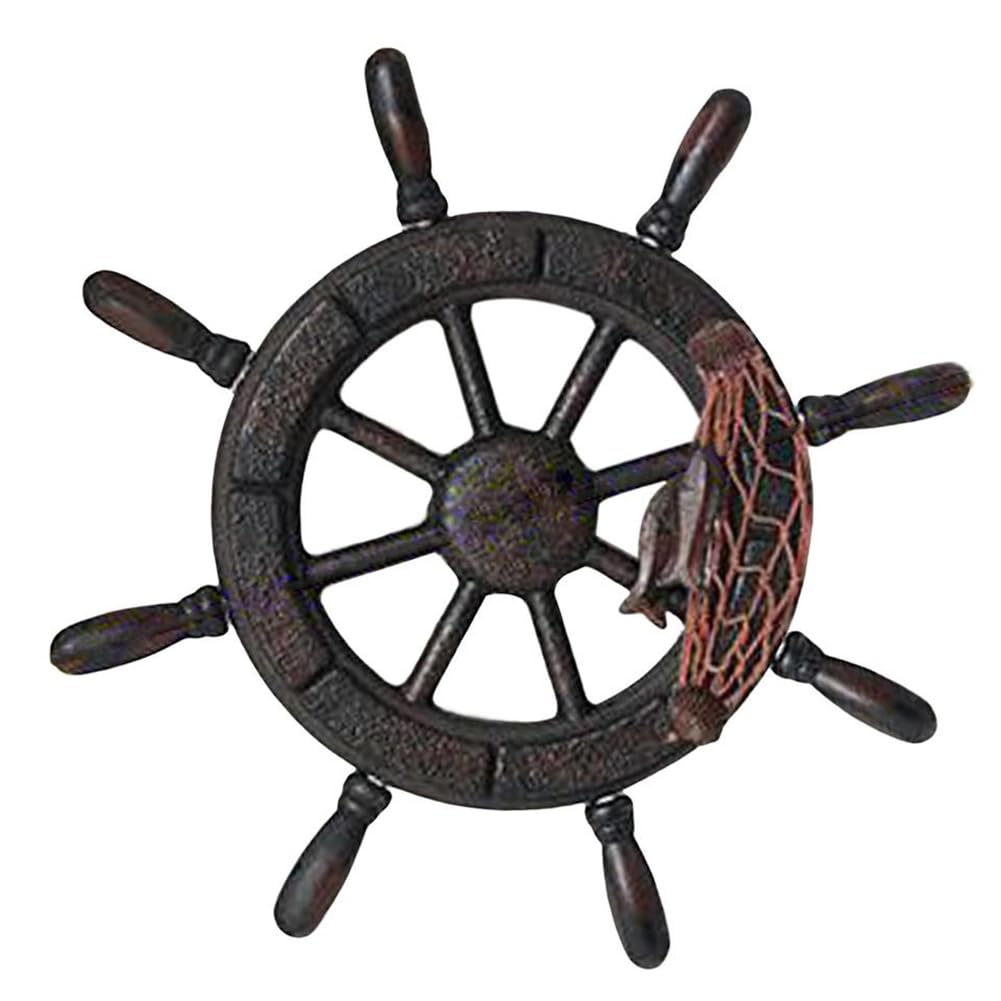 Hndhbfgrt Vintage Wooden Steering Wheel Nautical Wall Decor for Home Decoration