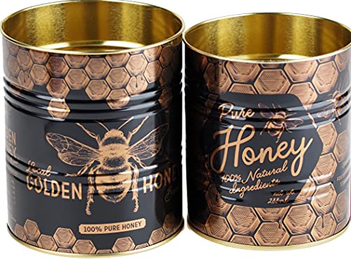 Temerity Jones Set Of 2 Multi Purpose Metal Storage Tins - Black Gold Honey Bumble Bee