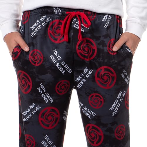 Bioworld Jujutsu Kaisen Men's Tokyo Jujutsu High School Logo Allover Print Adult Lounge Sleep Pants3