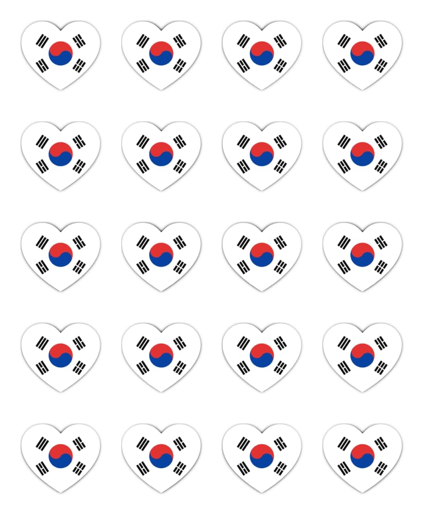 Havati Stickers 25Mm 20Pcs - 20 Stickers Heart South Korea Taegukgi Vinyl 25Mm Set Weatherproof Self Adhesive Decorative Laptop Mobile Phone Suitcase School