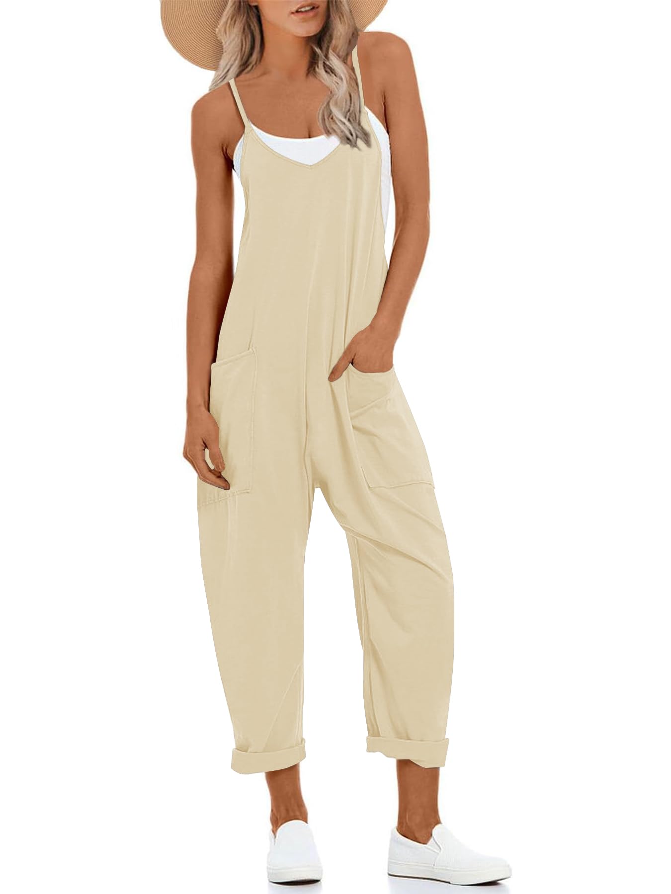 Muchpow Jumpsuits for Women Casual Summer Outfits Jumpers Adjustable Strap Rompers Beach Vacation Trendy Harem Overalls 2026