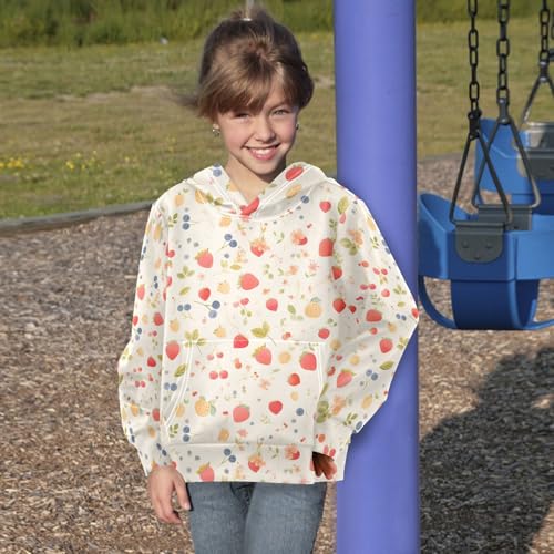 KLL Watercolor Berry Raspberry Toddlers and Girls' Sweatshirt Crewneck Pullover Hoodies with Kangaroo Pocket4