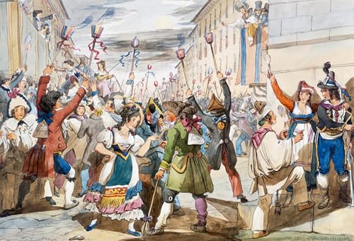 Tableau Carnaval Moccoletti Achille Pinelli pour habiller un grand mur de bureau vide