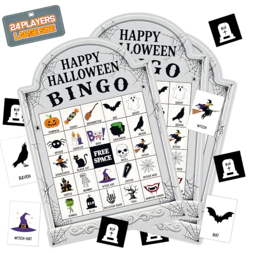 Actilize Halloween Bingo Cards for 24 Players - 5 x 7 Tomb Shaped