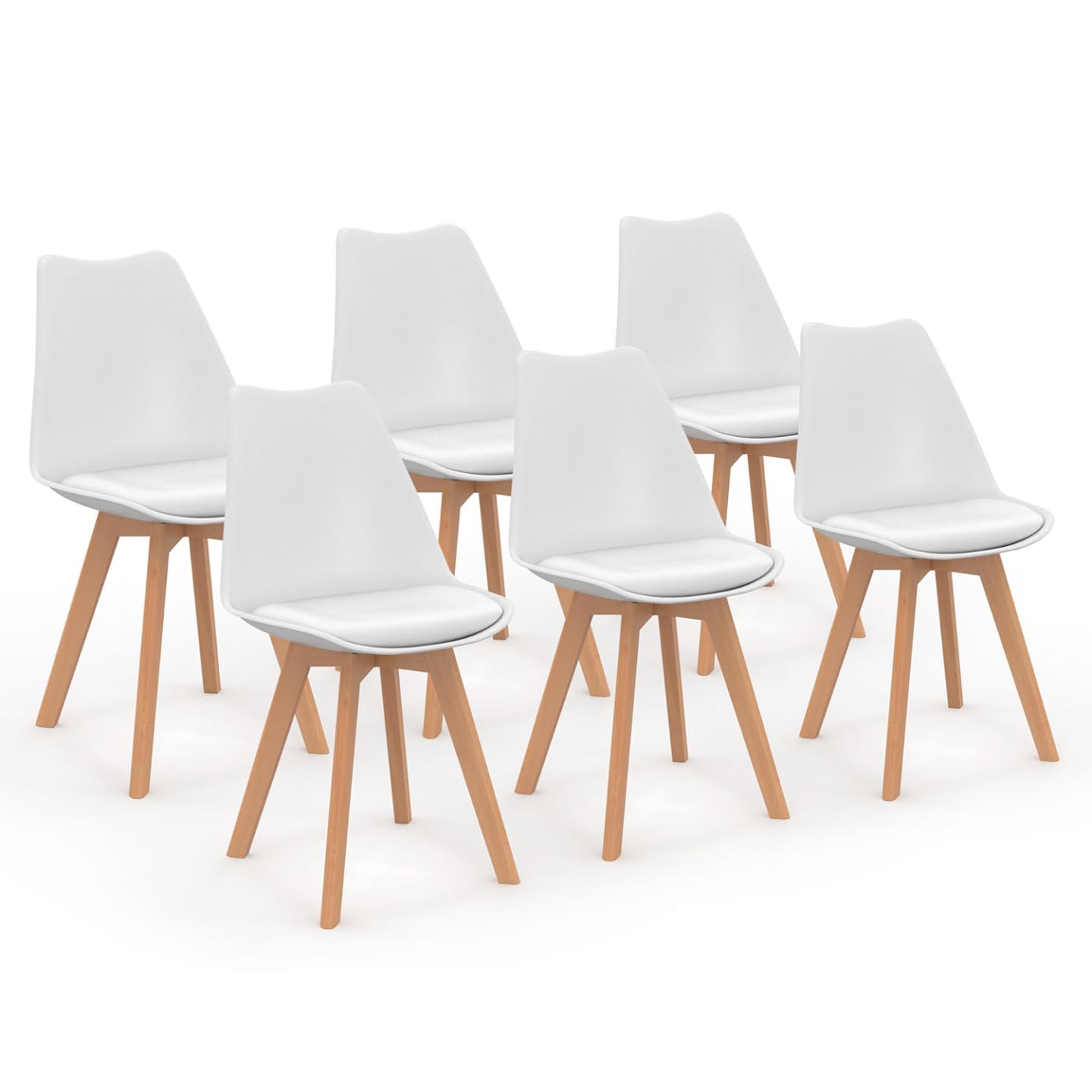 IDMarket - Set di 6 sedie SARA bianche per sala da pranzo