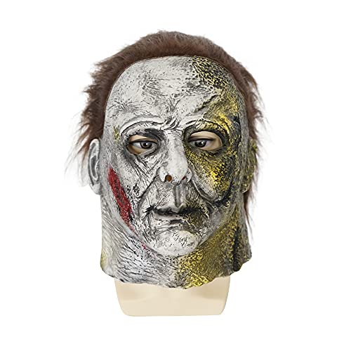 2021 Michael Myers Mask With Blood Scars Halloween Horror Masks Cosplay Costume Props For Adult teens Green light (2021New)