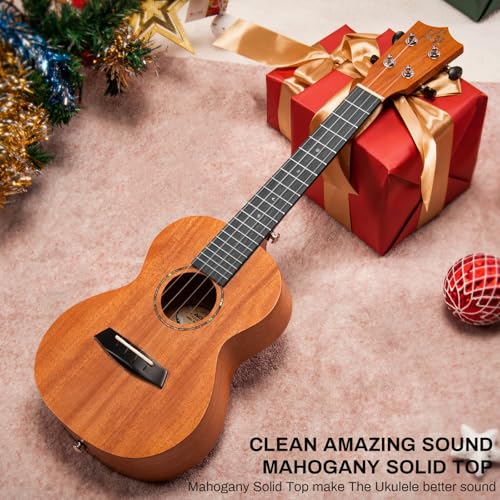 Image of AODSK Concert Ukulele Beginner Solid Mahogany 23 Inch Ukelele Kit with Gig Bag Strap Nylon String Tuner 3 picks Cloth Online Lesson