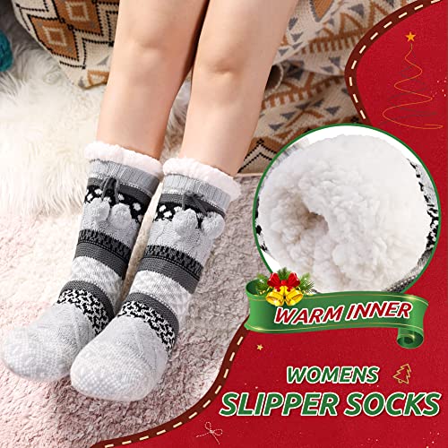 Image of WEVIAS Women Winter Socks Knit Anti-Slip Sweat Warm Cute Cartoon Animals Fuzzy Home Slipper Socks