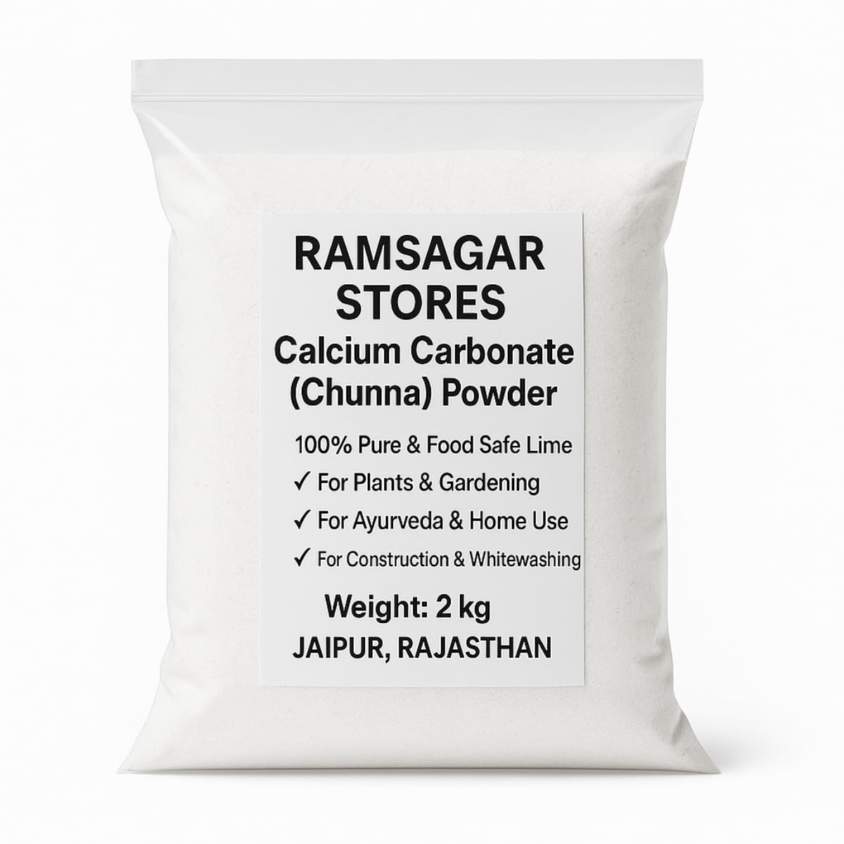 RAMSAGAR Chuna Powder for Plants 2kg | Natural Lime Powder (Calcium Carbonate) | Organic Soil Conditioner & Fertilizer for Garden, Terrace & Outdoor Plants Growth Booster