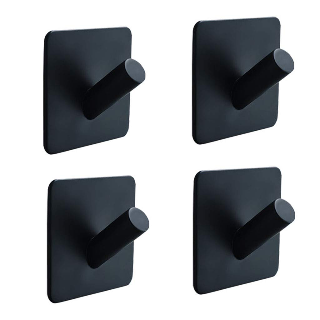 DXTFDHB Self Adhesive Hooks, Stainless Steel Towel Hooks, for Robe, Coat, Towel, Keys, Bags Heavy Duty Hook (Pack Of 4)(Black2)