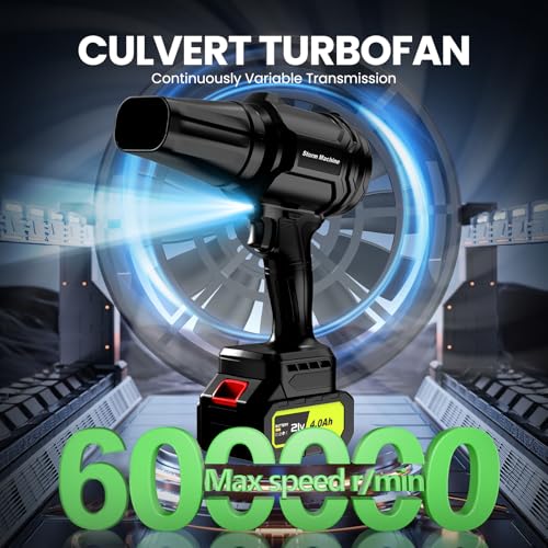 Cordless Leaf Blower - 21V Electric Handheld Leaf Blower with 2×4.0Ah Batteries & Fast Charger - Lightweight for Patio, Lawn, Yard, Deck Cleaning - Carbon Black - Image 2