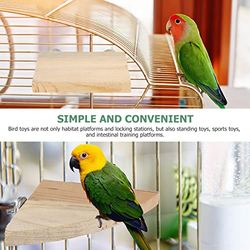Image of Ipetboom 2Pcs Bird Perches, Bird Playground Parrot Perch Hamster Platform Wooden Stand Flat Timber Cockatiel Platform for Parakeet Cage Accessories, Fan and Square