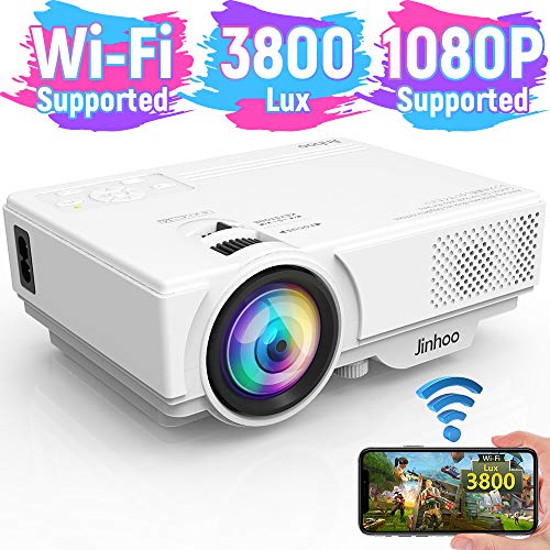 WiFi Projector, 3800 Lux 1080P Supported HD Mini Projector with 176’’ Projector Size