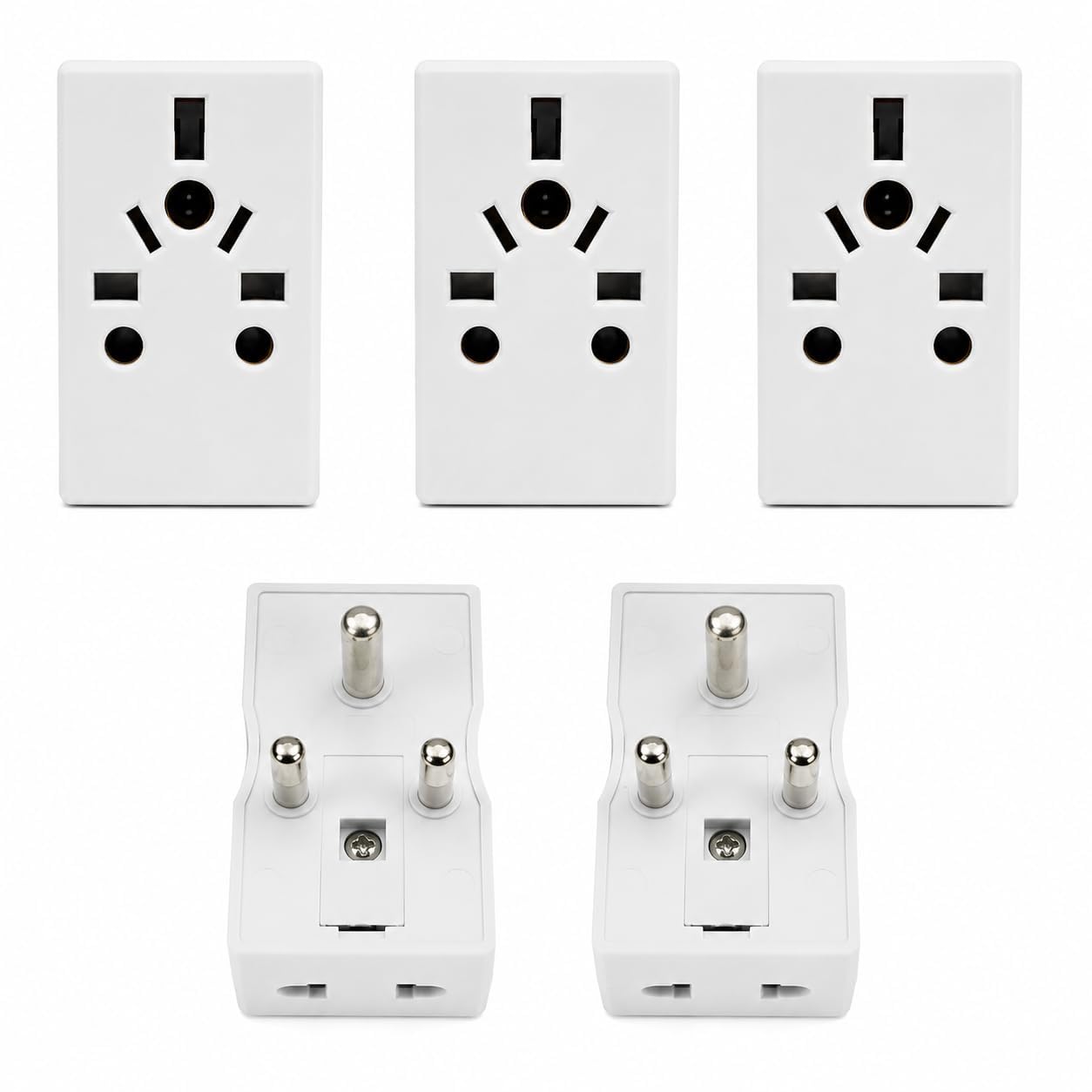 Universal Travel Adapter Type D Plug | Worldwide Plug Converter for US, UK, EU & 150+ Countries | Built-in Safety Fuse | Fire-Resistant Body | Portable International Adapter | Pack of 5-image-41