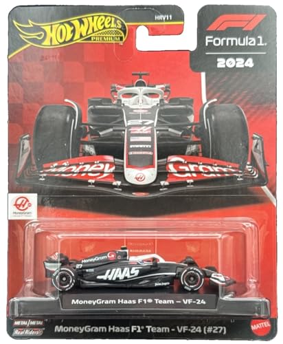 Image of Hot Wheels 1:64 Scale Premium Race Team MONEYGRAM HAAS F1 Die-Cast Formula 1 Collectible Toy Race Car with Real Riders Tires & Metal /Metal Body & Chassis (Styles May Vary)