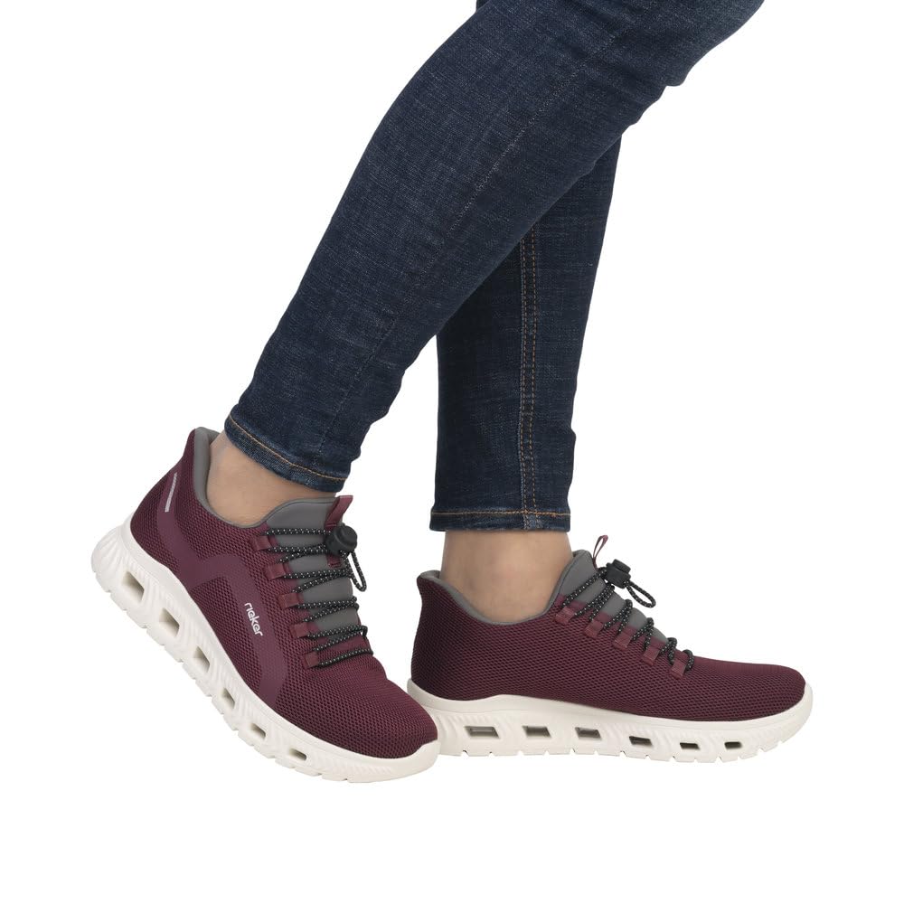 Rieker Damen Schnürhalbschuh in schwarz | Ready2GO Sneaker mit ultraleichter IM-EVA-Sohle MemoSoft-Decksohle und Komfortweite G