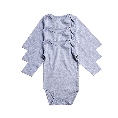 BAIYIXIN 3-Pack Infant Baby Boys Girls Long Sleeve Bodysuits(0-24months)