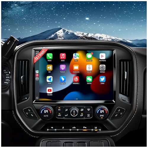 13.1" QLED Car Radio Stereo Upgrade for Chevy Silverado & GMC Sierra 2014-2018, 8-Core Head Unit 4GB+64GB with CarPlay/Android Auto, 2K Touch Screen and 1080P Backup Camera (4+64 Black)
