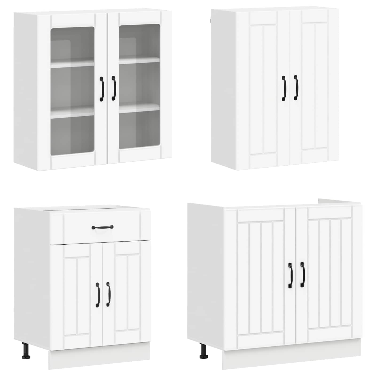 Hothingwell Unité de Cuisine Lucca 4 pc Blanc Bois d'Ingénierie