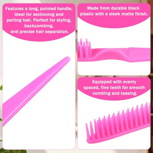 4 Peines de 3 Filas para Cabello Rizado Plástico Rosado miniatura 7