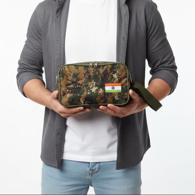 BATUTA HUB Camouflage Toiletry Bag, Waterproof, 21x9x11 cm, Green - Image 4
