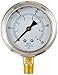 PIC Gauge 201L-208F 2" Dial, 0/160 psi Range, 1/8" Male NPT Connection Size, Bottom Mount Glycerine Filled Pressure Gauge with a Stainless Steel Case, Brass Internals, Stainless Steel Bezel, and Polycarbonate Lens
