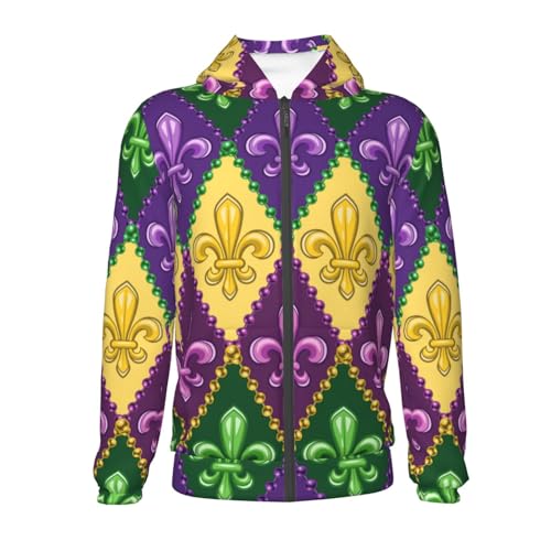 Mardi Gras4 Kids Pullover Hoodies Boys Zip Up Sweatshirts Girls Athletic Clothes with Pocket2