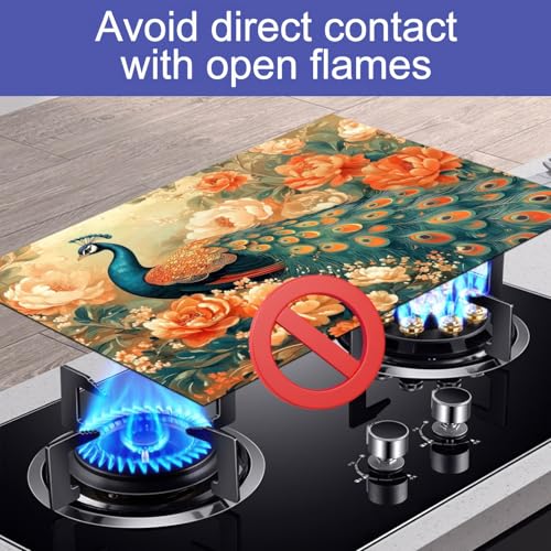 Image of HOMETITUTE Peacock Stove Top Cover 28x20 Diatomite Heat Resistant Mat