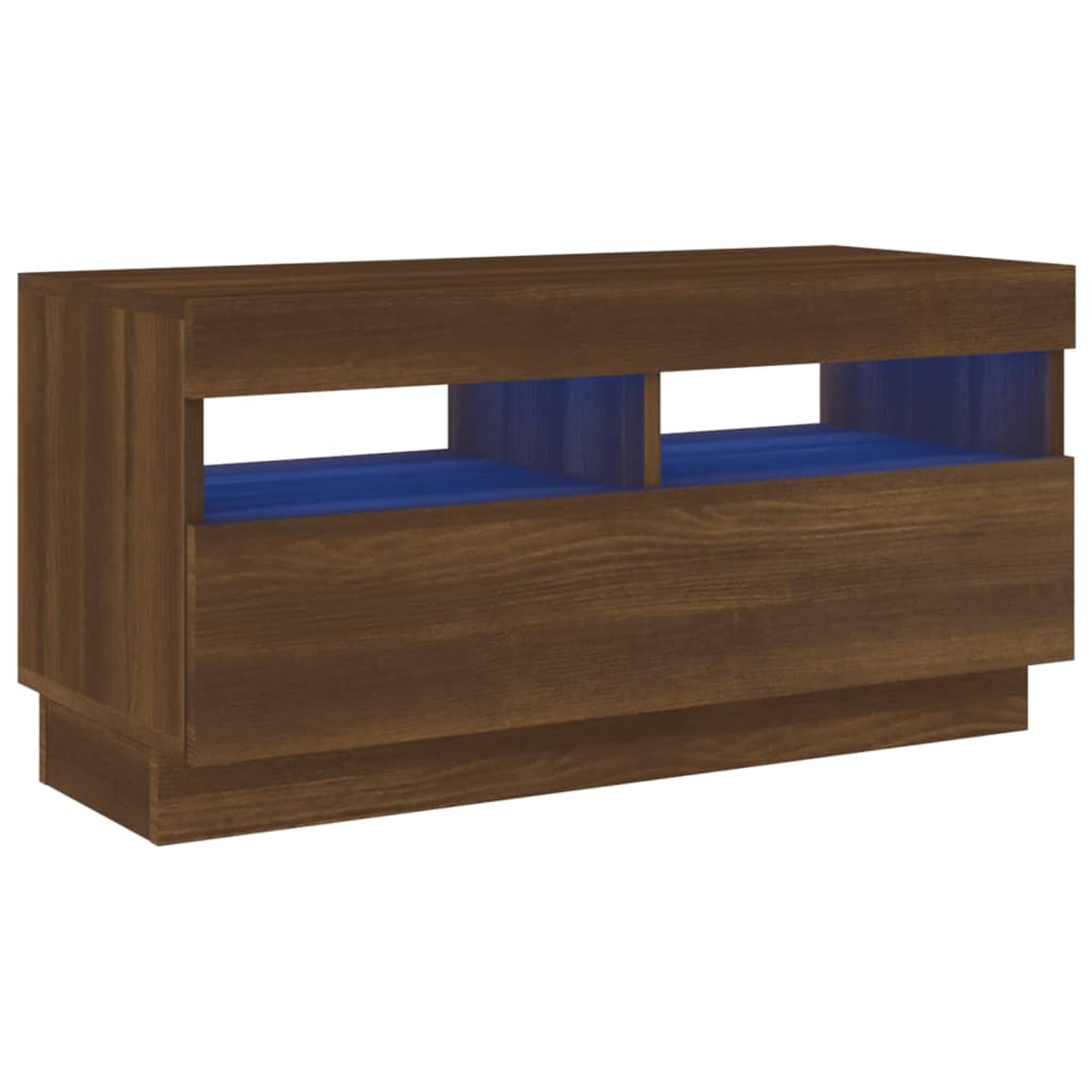Mueble TV,Muebles de salón diseño Moderno, Mesa de Salón Comedor Televisión,Mueble de TV con Luces LED Color Roble marrón 80x35x40 cm