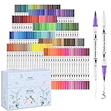Ohuhu アートマーカーペン 160色 カラーペン セット 水性マーカー ふで・極細 ツインマーカー 水彩ペン 鮮やか 速乾 イラスト 手帳 塗り絵 メモ 画材 美術 DIY 収納ケース付き 子供の日 誕生日 クリスマス 贈り物