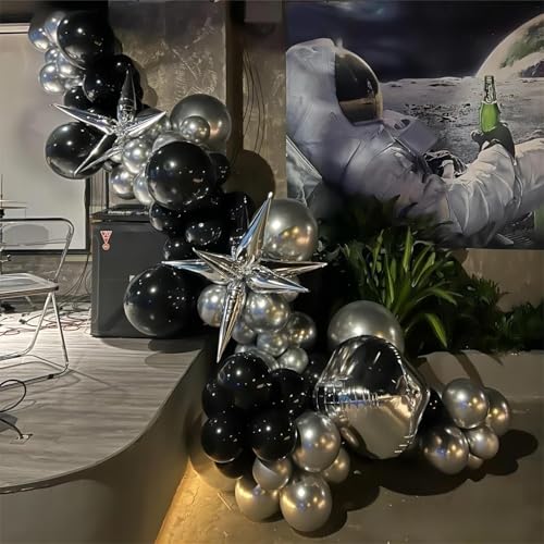 Image of 100pcs Black Balloons, Helium Quality 12 inch Black Party Balloons for Birthday, Halloween, Graduation Party Decorations (66ft Ribbons)