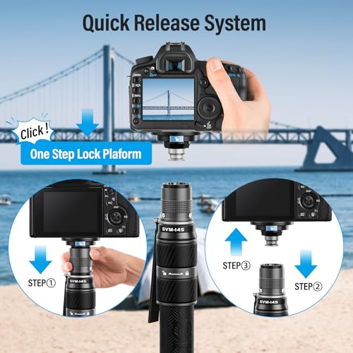 Image of SIRUI SVM-145 Rapid Monopod with Feet, 57 inch Professional Carbon Fiber Camera Monopod, One-Step Rapid Height Adjustment, Modular 3 in 1, Max Load 22lbs