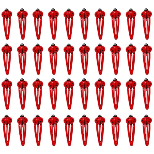 40Pcs Ladybug Hair Clip 2 Inch Cute Animal Red Snap Hair Barrettes Non Slip