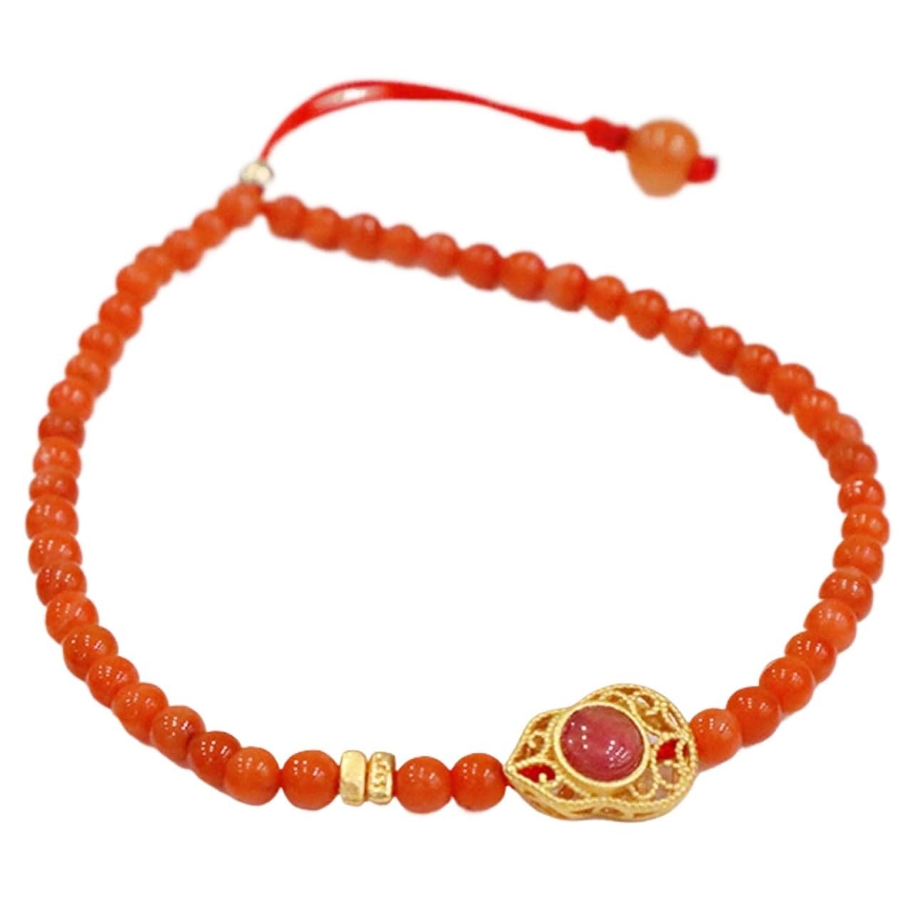 Nzpost Women's Wu Lou Crystal Bracelet,Agate Bracelet, Red Agate Bead Bracelet Sterling Silver Charms Bracelet For