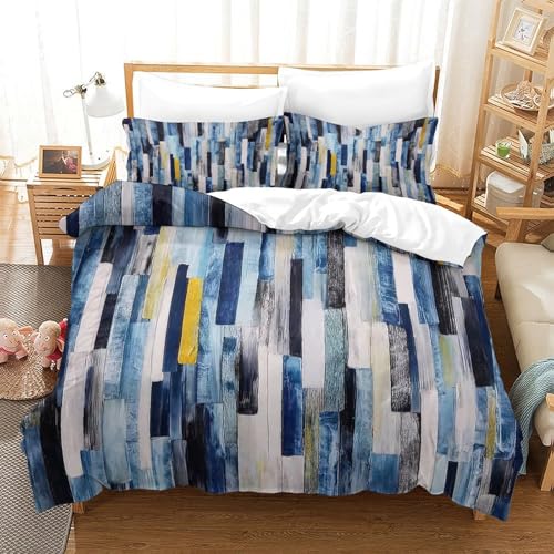Housse de couette art abstrait 200x200 microfibre super douce anti-plis avec zip - 3