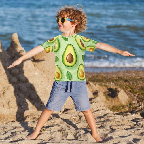 Boys Short Sleeve T-Shirts Avocado Fresh Green Rashguard Kids Swim Shirts Sun UPF 50+4