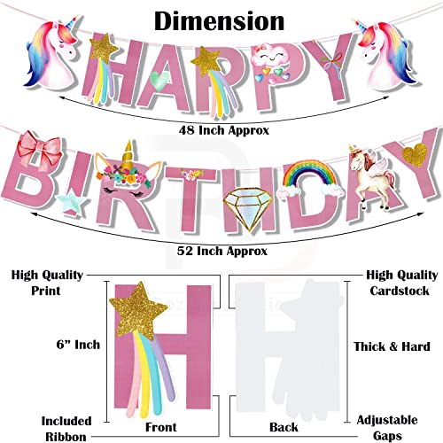 Image of Rozi Decoration Unicorn Theme Happy Birthday Decoration Kit with Foil Curtain & Pastel Balloons | Unicorn Foil Balloons with Paper Banner | Kids Birthday Party Decor Pack of 34 Pcs