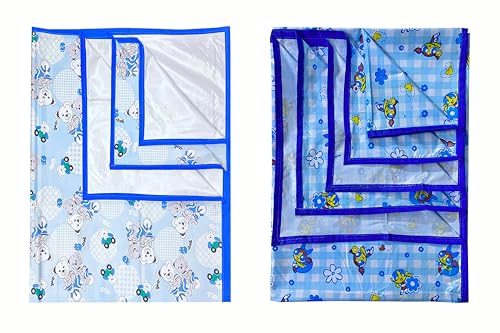Image of EcoSoft Plastic Sheet,PVC Sheet for Kids,Rubber Sheet for Babies,Bed Wetting Protector(90 x 135 cm) (Blue Bear & Blue PPG)