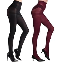 2 Pack Semi Opaque 40 Denier Black Tights for Women, Ladder Resistant