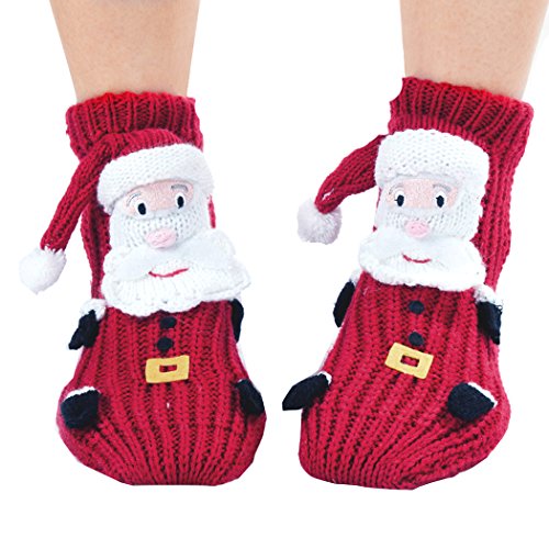 Coxeer Weihnachtsstrumpf Socken Antirutsch Haushalt Socken für Damen (Santa)