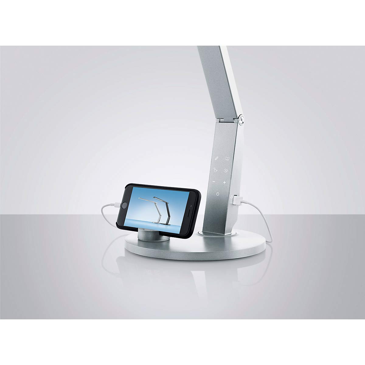Hansa LED-Leuchte Vario Plus silber, stufenlos dimmbar, 2700-6400 Kelvin