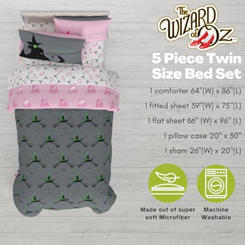 Image of Collectibles The Wizard of OZ Bedding 5 Piece Super Soft Reversible Comforter and Sheet Set with Sham, Twin, (Officially Licensed Product) By Franco