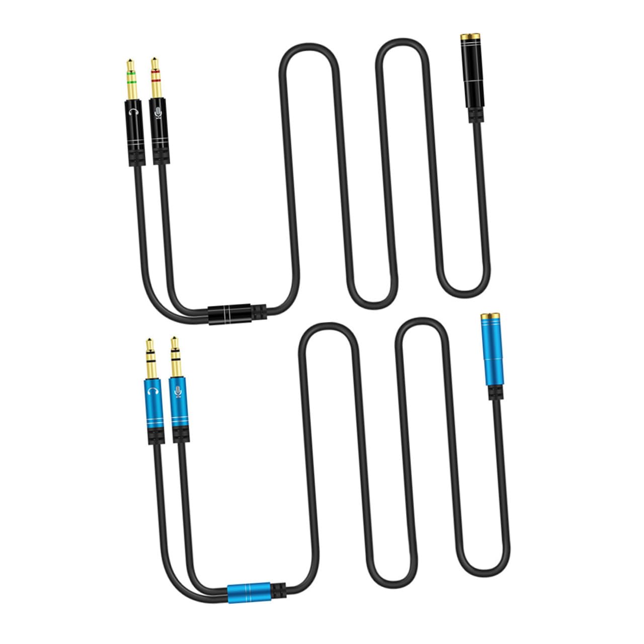 Mikikit 10pezzi Splitter Mic Audio Per Cuffie Jack Adattatore Per Smartphone e Computer Design Colori Blu e Versatile e