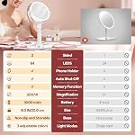 B Beauty Planet Vanity Mirror with Lights, 30X Magnifying Makeup Mirror with 3 Lighting and Adjustable Brightness, Rechargeable 2-Sided Height Adjustable Desk Mirror for Bathroom, Women Gifts for Mom - Image 4