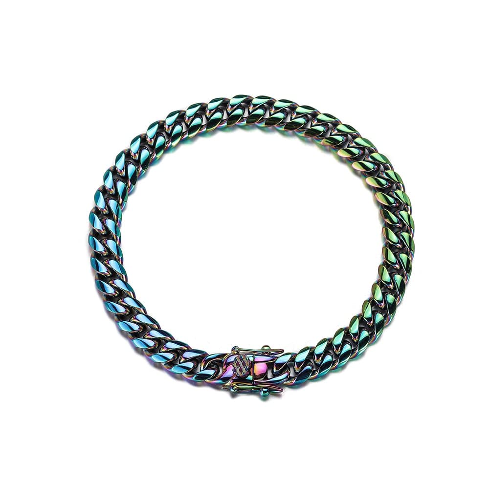 Hombres Gargantilla Cubana Cadena Acero Inoxidable Arco Iris Color Tendencia Collar Moda Encanto Hip Hop Rock Joyería Fabricación