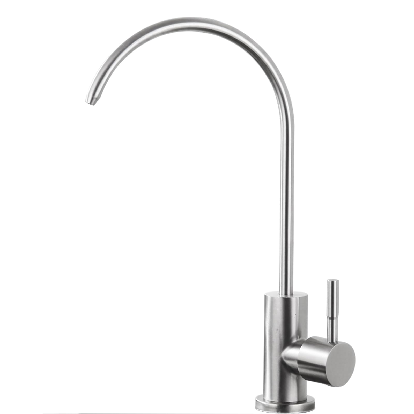 HTTGDGDH Cold Water Tap Kitchen, Single Handle 1 Hole Reverse Osmosis Tap, 360° Rotation Water Filter,Black,Brushed-A